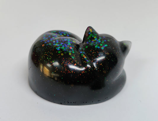 Ikiunta Uinuva kissapatsas, musta ja värikäs glitter