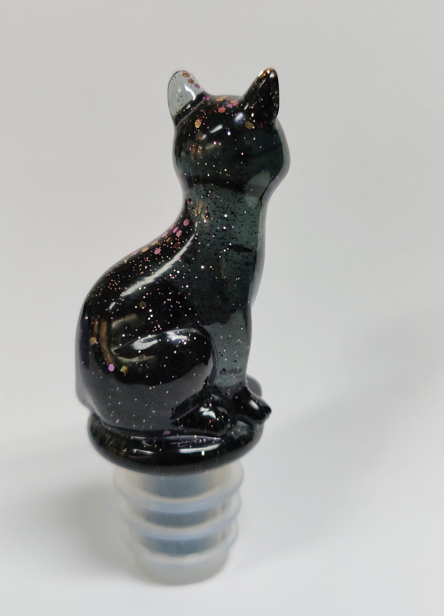 Viinipullon korkkikissa, musta/rosegold glitter