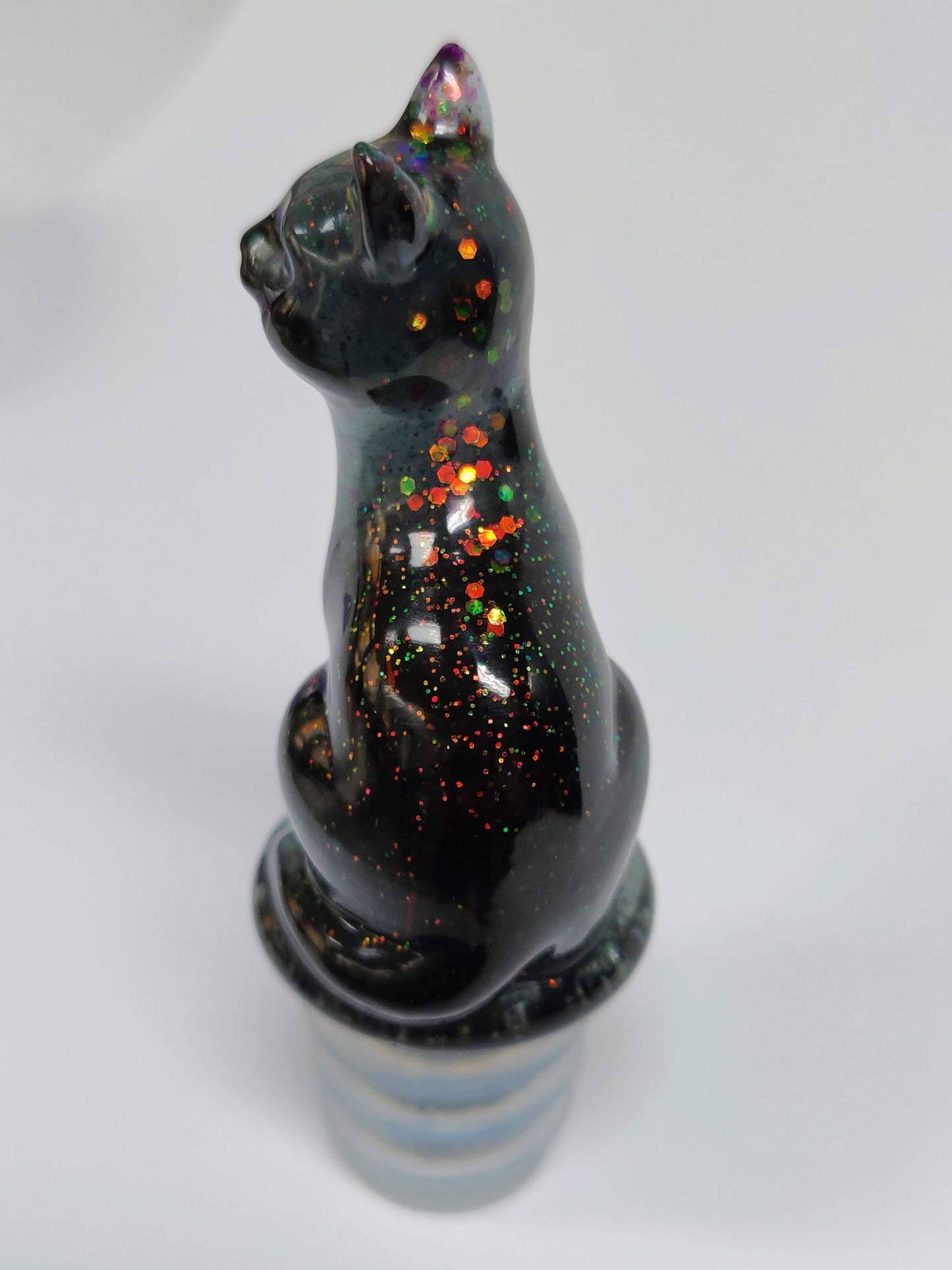 Viinipullon korkkikissa, musta/monivärinen glitter