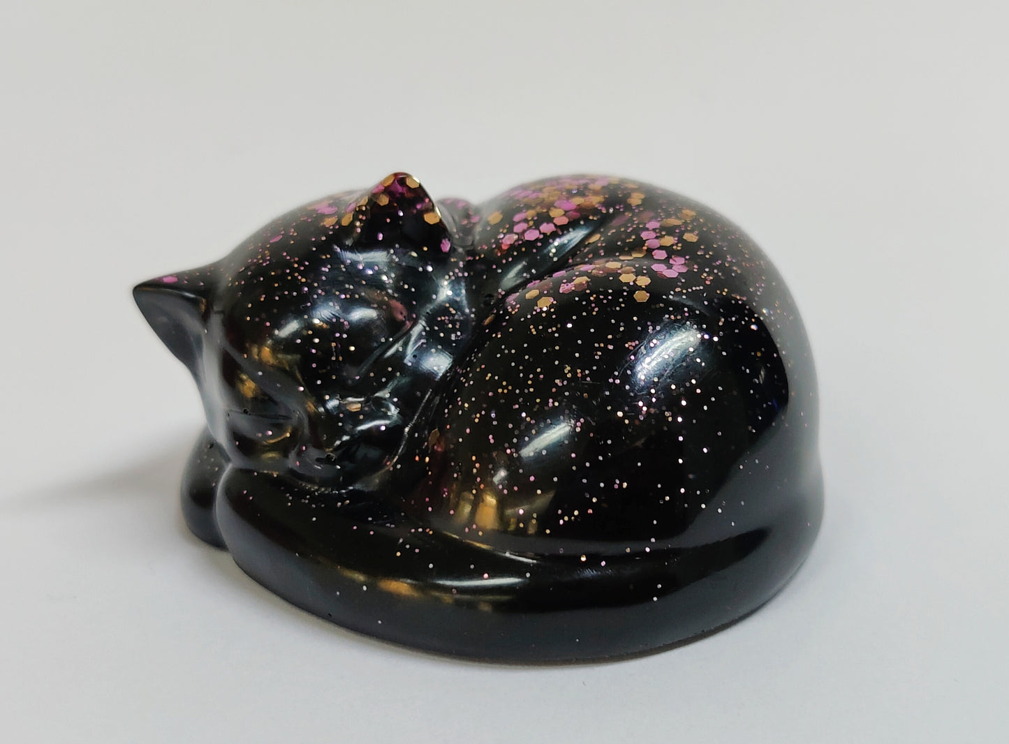 Ikiunta Uinuva kissapatsas, musta ja ruusukulta glitter