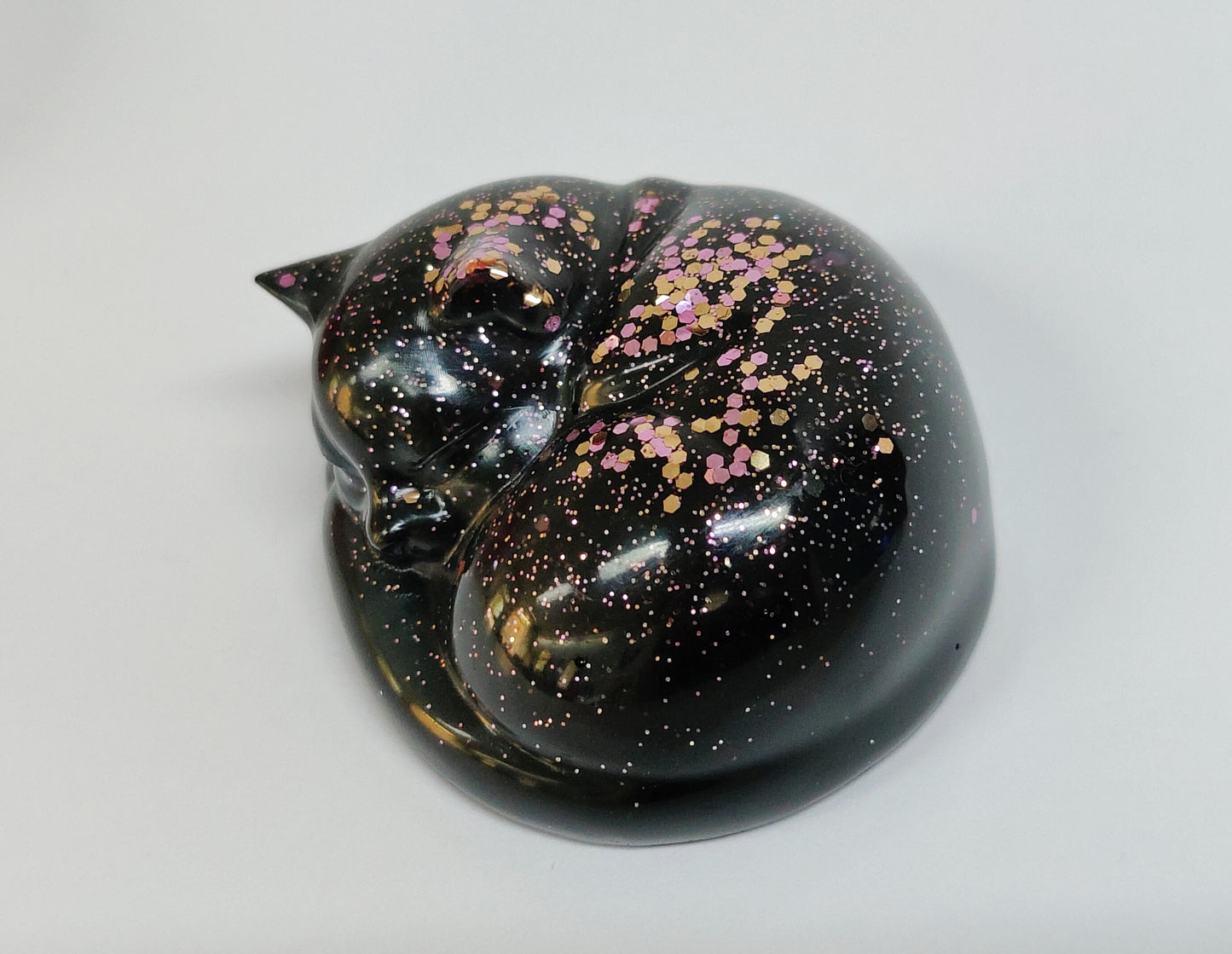 Ikiunta Uinuva kissapatsas, musta ja ruusukulta glitter