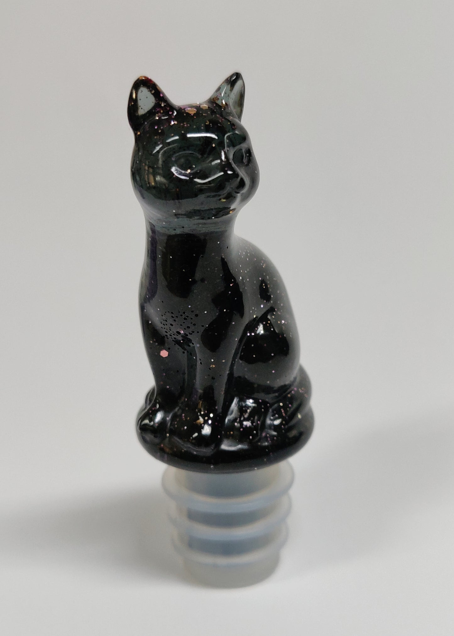 Viinipullon korkkikissa, musta/rosegold glitter