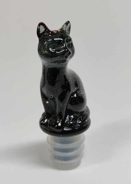 Viinipullon korkkikissa, musta/rosegold glitter