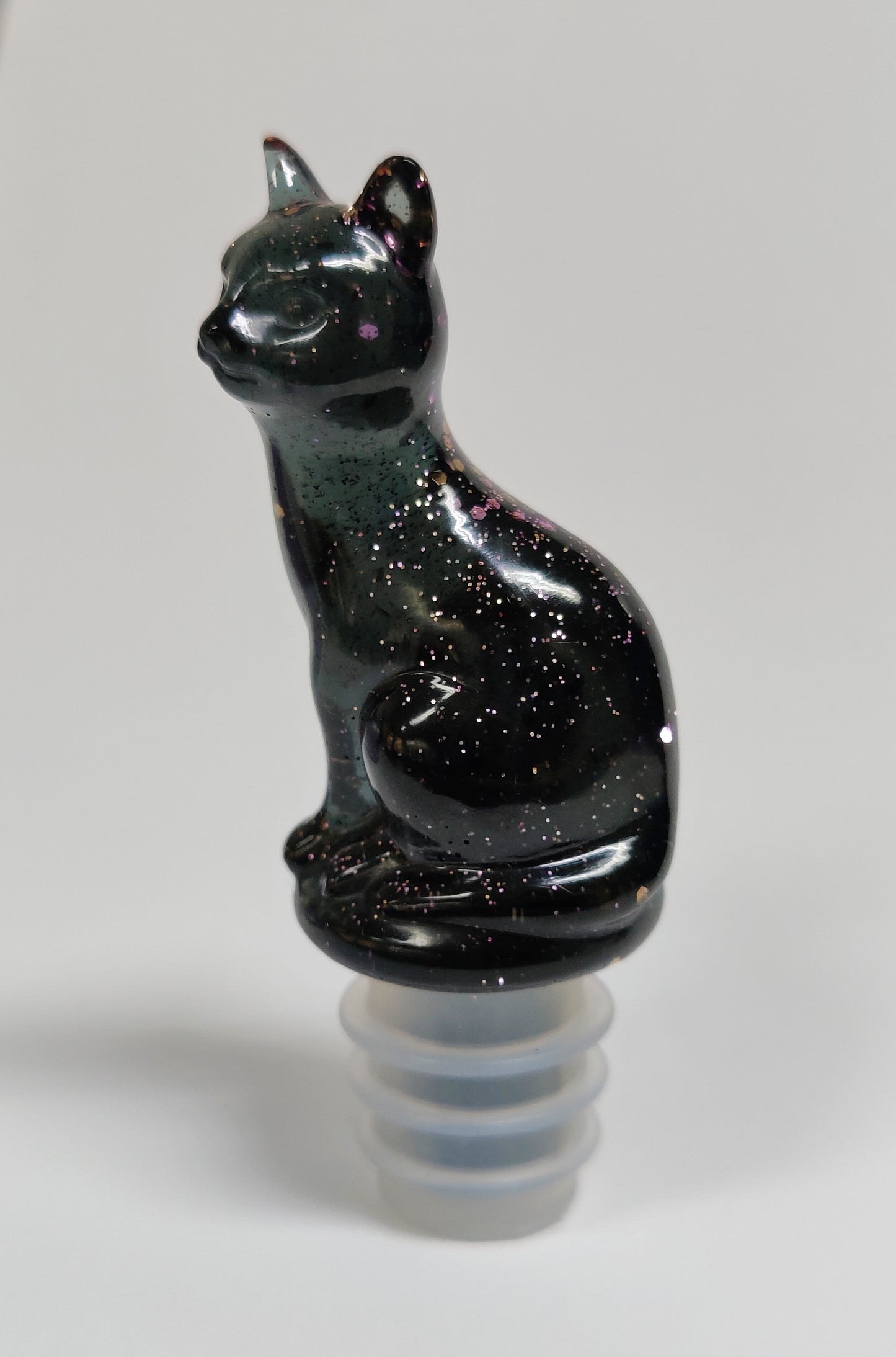 Viinipullon korkkikissa, musta/rosegold glitter