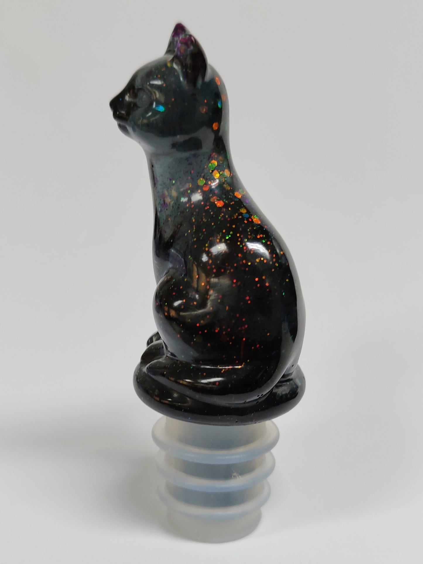 Viinipullon korkkikissa, musta/monivärinen glitter
