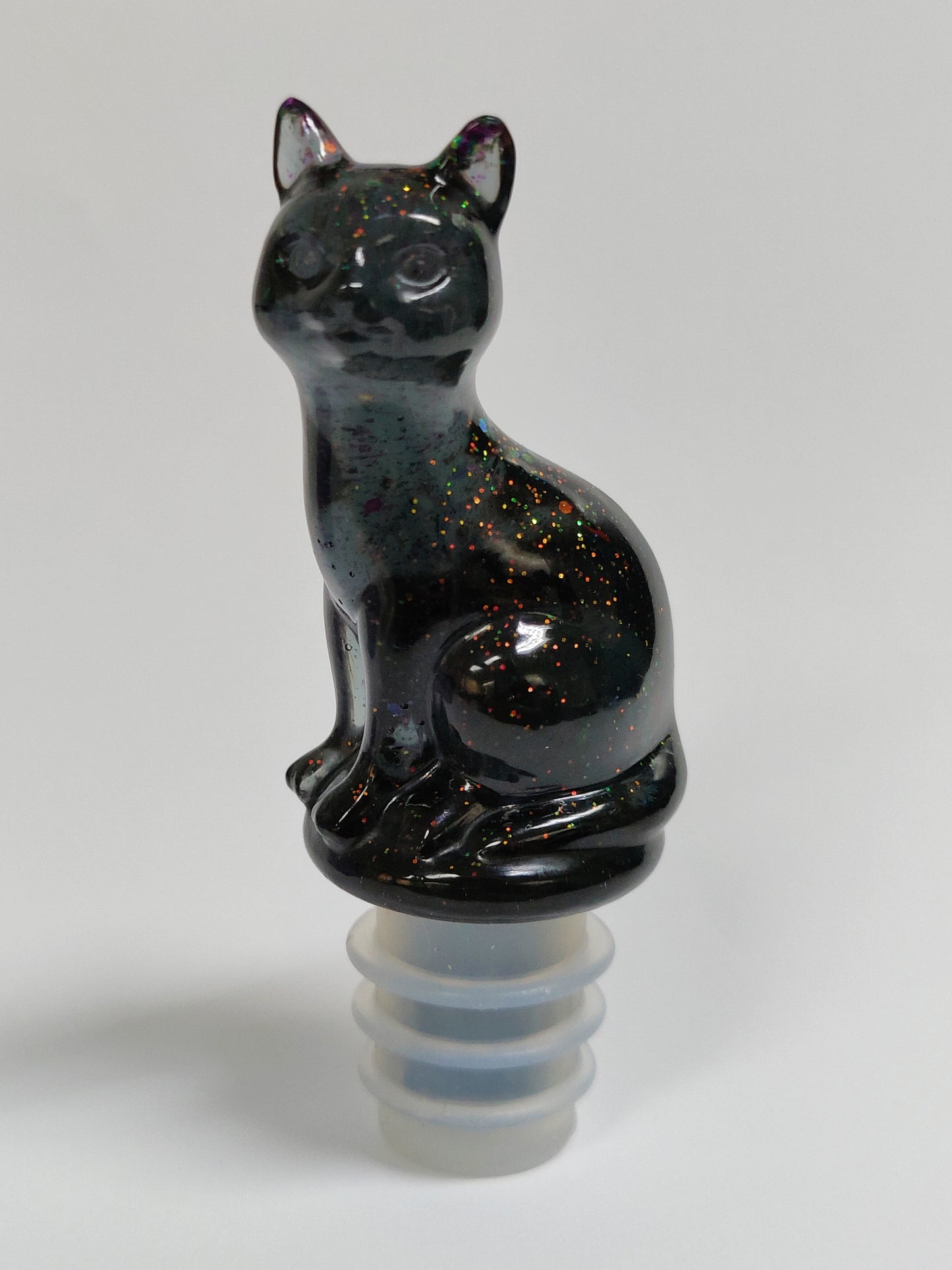 Viinipullon korkkikissa, musta/monivärinen glitter
