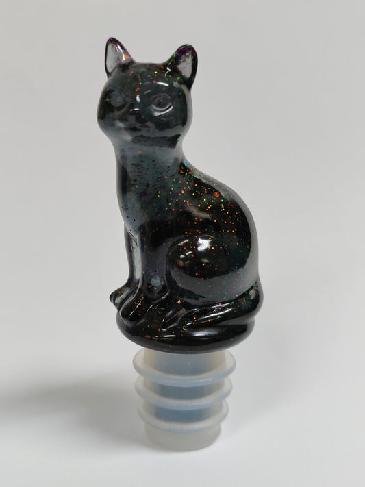 Viinipullon korkkikissa, musta/monivärinen glitter
